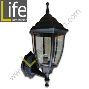 PL6412/BK FAROL 1X27/60W VIDRIO CLEAR NEGRO W=20CM H=46CM