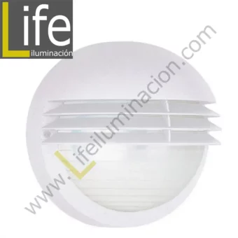 WPL-1928/WH BRAQUETE ROMULO POLICARB. BLANCO C/REJILLA 1XE27