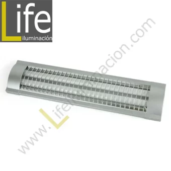 MX228B-Y40X2ET/SL PRISMATICO PLANO C/REJILLA 2X36W SILVER INC. TUBO