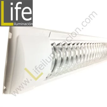 MX248C-Y20X2MCT/BL PRISMATICO CON REJILLA 2X18W BLANCO INC.TUBO 6400