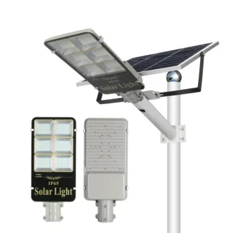 LUZ DE CALLE SOLAR 200W/  IP 65/ CARGA SOLAR /BATERÍA 5 AÑOS DE DURACIÓN/ 2000 Lm/ Ilum 120 m2/ T.C. 5H / T.D. 12 /LED 20% Brillo 18% Fotoelectrónico