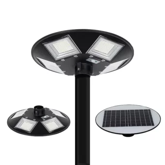 LUMINARIA SOLAR GARDEN INTEGRADA UFO 300W / BATERIA LITIO-FOSFATO/ RESISTENCIA AL IMPACTO / 50 000 HORAS / 100m2/ CONTROL REMOTO INALAMBRICO