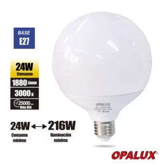 FOCO BOLA G120 24W "OPALUX2 3000K,1880LM