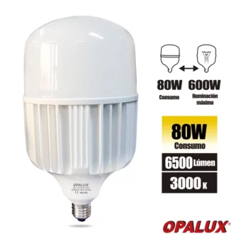 FOCO 80W T/BOTELLA "OPALUX",3000K,6500LM,E27-170-265V