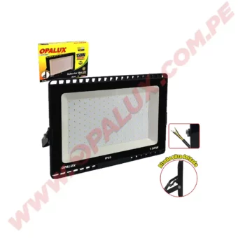 REFLECTOR SLIM 144LED SMD 12,750LM "OPALUX" 150W 85-265V AC LUZ CALIDA 3000K COLOR NEGRO IP-65 DURACION 50,000 HORAS CJX5