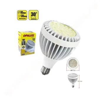 PAR30 BLANCO E27 LUZ CALIDA 40W 220V "OPALUX" 3000K 4000LM ANGULO 30° FACTOR DE POTENCIA 0.9 CJX32