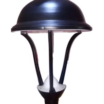 FAROLA EXTERIOR PARA ALUMBRADO PUBLICO CON LUMINARIA 100W INTEGRADA ESPECIAL PARA PARQUES, MARCA LIFE ALUMINIO COLOR NEGRO FUNDIDO CON DIFUSOR BLANCO / TIPO ISLA 220V / FABRICACION NACIONAL