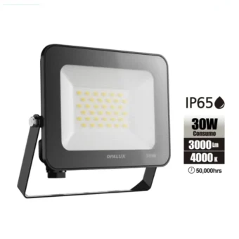 REFLECTOR LED SLIM PAVONADO 30W "OPALUX" 4000K 3000LM IP65 AC-185-265V
