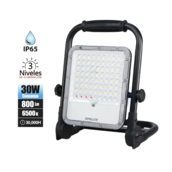 REFLECTOR LED PORTATIL "OPALUX" 30W, 800LM, RECARGABLE MASTERX10