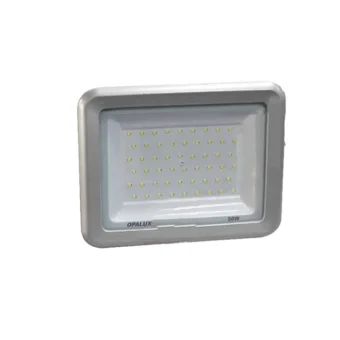 REFLECTOR LED 50W OPALUX 54 LED 4500LM 6500K DELGADO SLIM COLOR GRIS PLATA LUZ BLANCA IP65 EXTERIORES 185-265V