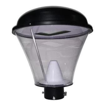 FAROLA LED EXTERIOR TIPO CONO INVERTIDO 150W PARA ALUMBRADO PUBLICO CON LUMINARIA INTEGRADA IDEAL PARA PARQUES Y JARDINES MARCA LIFE ACRILICO TRANSPARENTE BASE ALUMINIO FUNDIDO 4″ o 5″