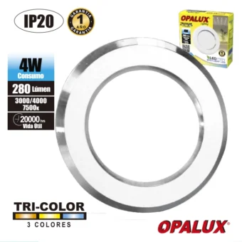 SPOT PARA MUEBLE 4W OPALUX BLANCO C/BORDE SILVER 3CCT