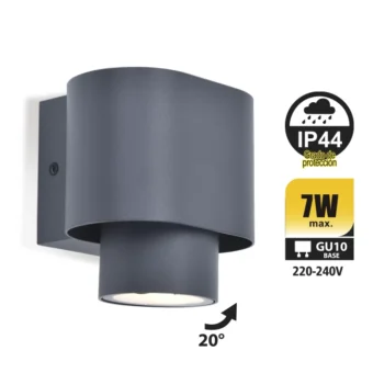 APLIQUE EXTERIOR DE PARED CYRES PARA GU10 GRIS