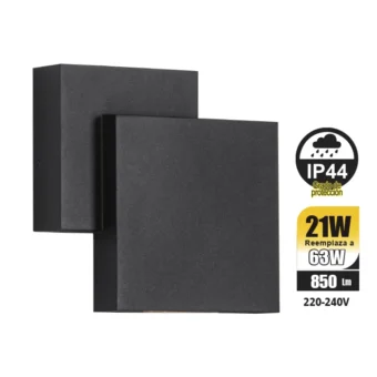 APLIQUE EXTERIOR DE PARED RIALTO 21W 850 LM NEGRO