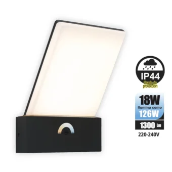 APLIQUE EXTERIOR DE PARED PANO 18W 1300 LM DIMER GRIS