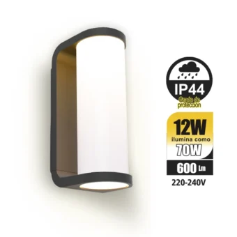 APLIQUE EXTERIOR DE PARED ADALYN 12W 600LM NEGRO