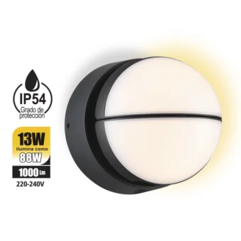 APLIQUE EXTERIOR DE PARED EKLIPS 13W 1000 LM NEGRO