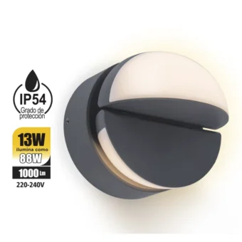 APLIQUE EXTERIOR DE PARED EKLIPS 13W 1000 LM GRIS