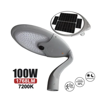 LUMINARIA CISNE SOLAR "OPALUX" 100W 1768LM  7200K IP65 CON PANEL INCORPORADO