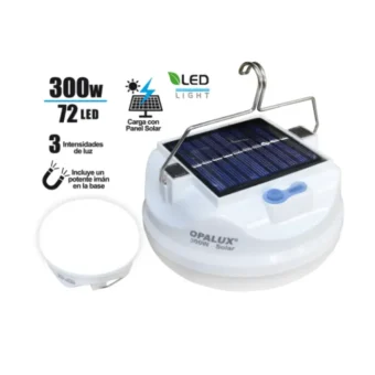LÁMPARA PORTATIL RECARGABLE CON PANEL SOLAR 300W "OPALUX" 12000K, ENTRADA TIPO C  MASTERX30