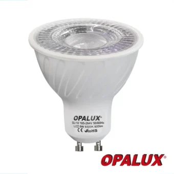 FOCO DICROICO LED 9W LUZ BLANCA "OPALUX" 800LM 8000K GU10 38° 100-240VAC Ø5CM 5.4CM ALTO.CJX100