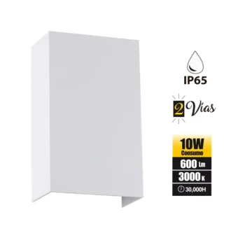 APLIQUE EXTERIOR LED 10W 600LM 3000K 100-240V IP65 COLOR BLANCO