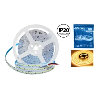 CINTA LED "OPALUX" 220V AC 1200LM 3000K 240LEDS 5 METROS IP20  60-50W, 0.25AMP