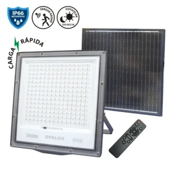 REFLECTOR SOLAR OPALUX LED CON PANEL SOLAR 300W