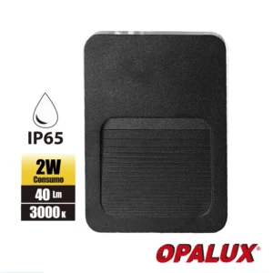 LUMINARIA GUIA LED 2W "OPALUX" 100-240V 40LM 3000K COLOR NEGRO