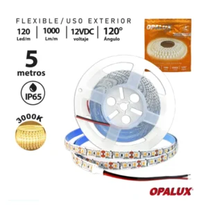 CINTA LED 3000K LED2835 C/SILICONA 120LEDS "OPALUX" 5M IP65