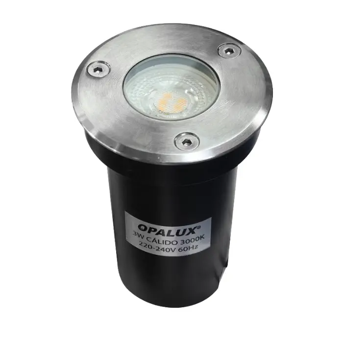 SPOT PARA PISO PARA GU10 "OPALUX" MODELO REDONDO CON DICROICO INCORPORADO 3000K 3W