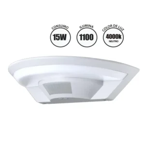 APLIQUE LED C/SENSOR DE MOVIMIENTO "OPALUX" MODELO DALMA BLANCO 15W, 1100 LÚMENES, 4000K IP54